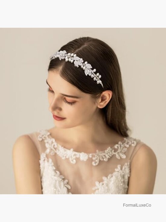 Wedding Headband with Pearls and Rhinestones Tiara Hair Accessory